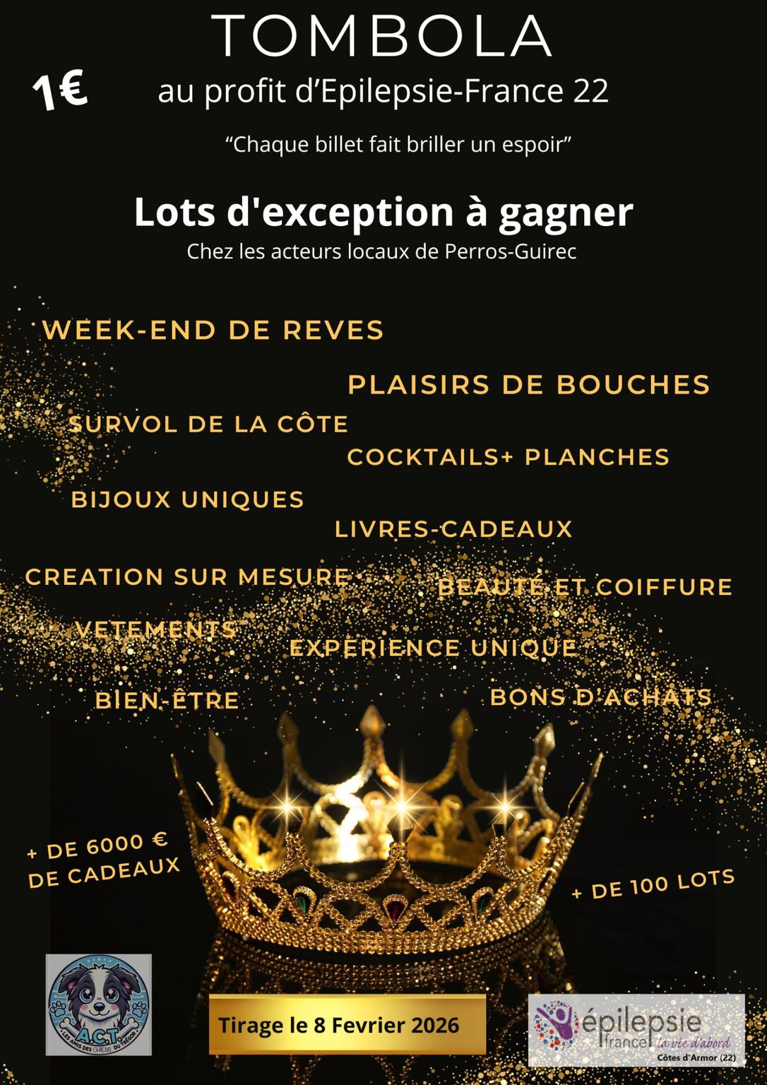 Billets de tombola pour soutenir Epilepsie-France 22 à Perros-Guirec